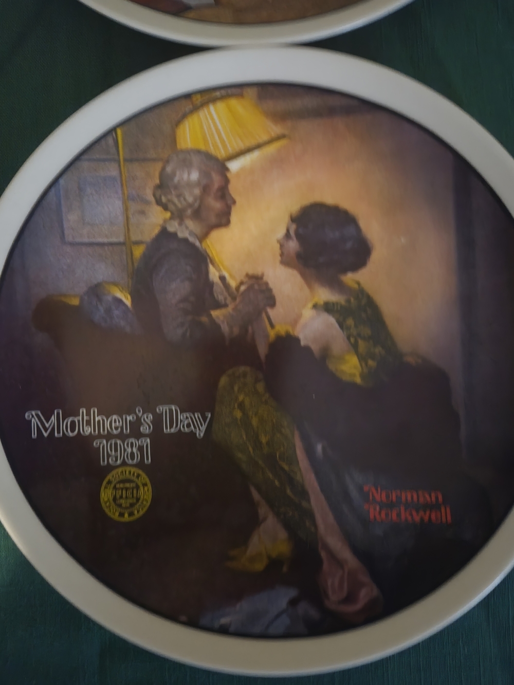 Norman Rockwell Brown, Yellow and Cream Mother's Day Plate Art Print